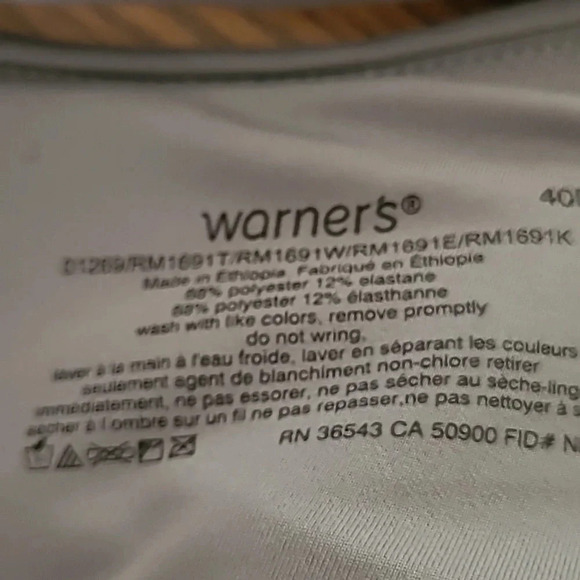 36D Warner's‎ 1269 RM1691 RM1691T RM1691W Wire Free Contour Bra NWT - Picture 6 of 7